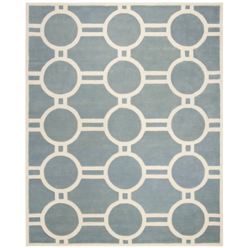 SAFAVIEH Handmade Chatham Amanda Modern Moroccan Wool Rug - 8'9" x 12' - Blue/Ivory