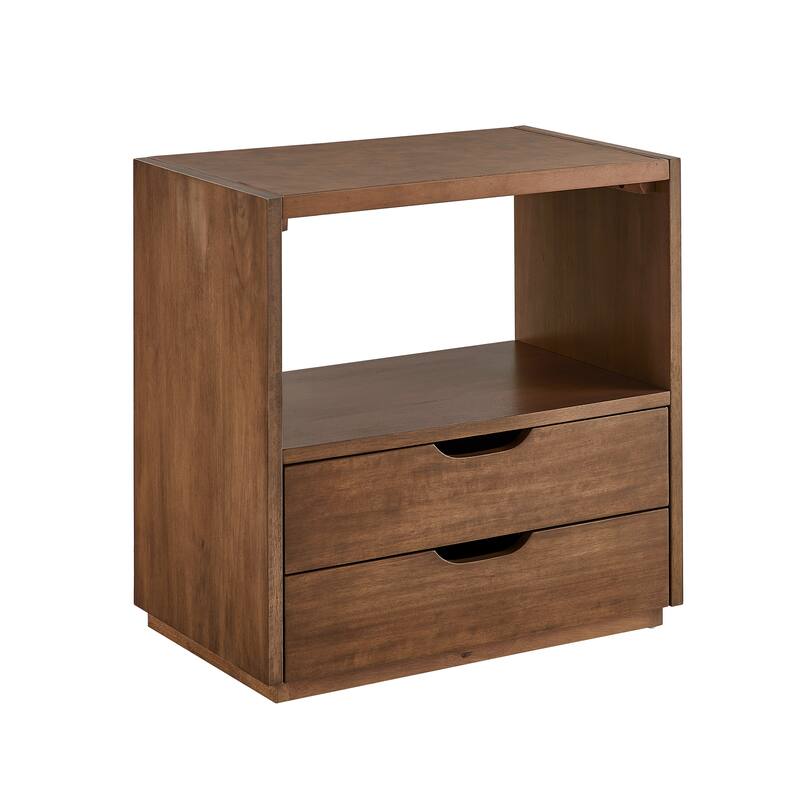 Bower Home Leather Top 2-Drawer End Table Night Stand