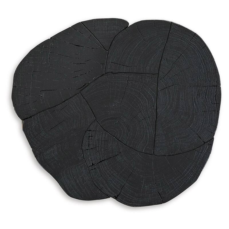 Wim Side End Table, Live Edge Black Acacia Wood, Metal, Round 23 Inch