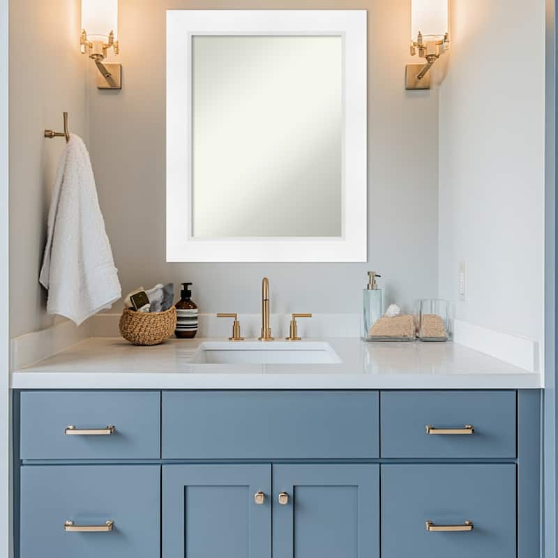 Sloped Non-Beveled Framed Bathroom Vanity Wall Mirror
