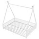 preview thumbnail 9 of 11, Metal Full Size House Platform Bed with Triangle Structure, Fence Guardrail & Horizontal Rod