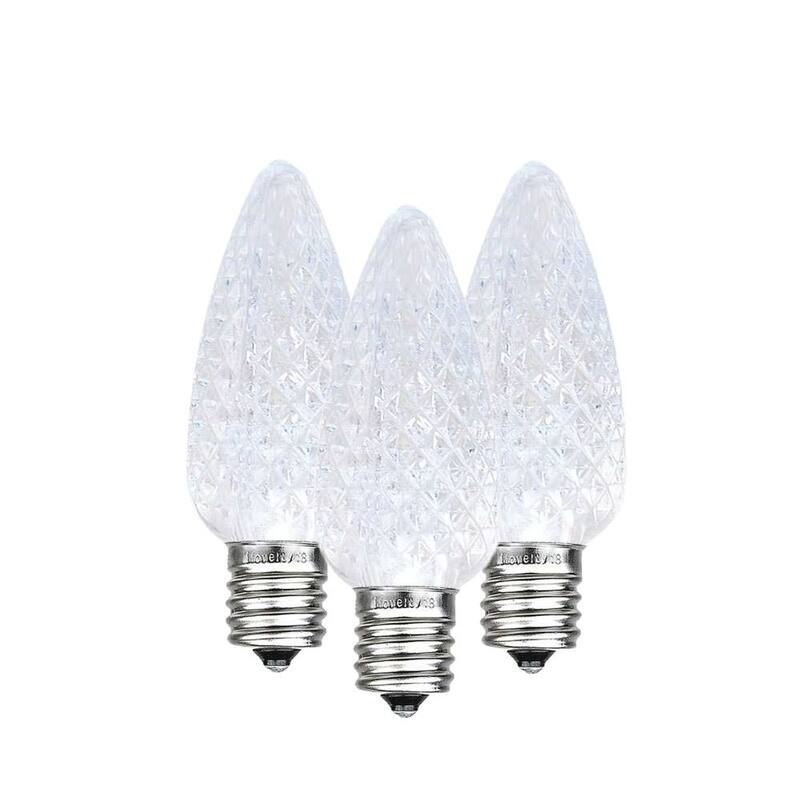25 Pack C7 LED Twinkle Outdoor Christmas Replacement Bulbs, Warm White, C7/E12 Base - White