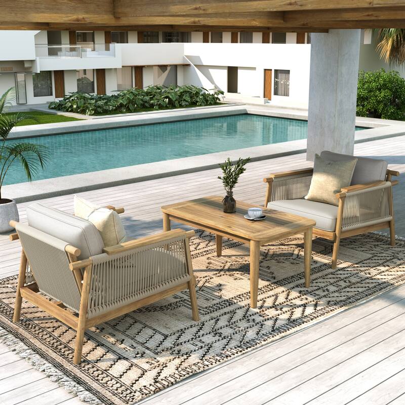 Christopher Knight Home - Sumbawa Outdoor Club Chair with Stylish Rope Design Set of 2