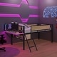 preview thumbnail 26 of 32, Single Twin metal loft bed with rectangular desk, Brown