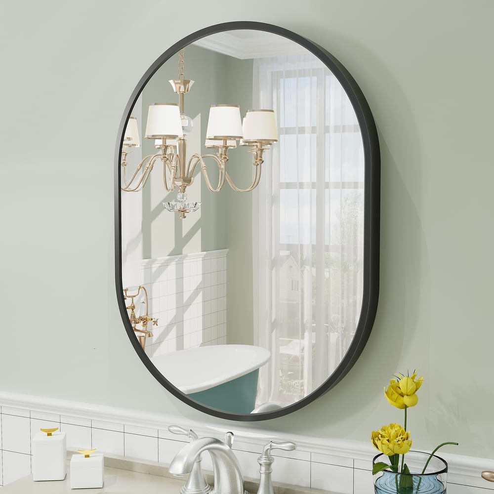5-Year Warranty Aluminum Alloy Framed French Cleat Mounted Oval Wall Decor Bathroom Vanity Mirror
