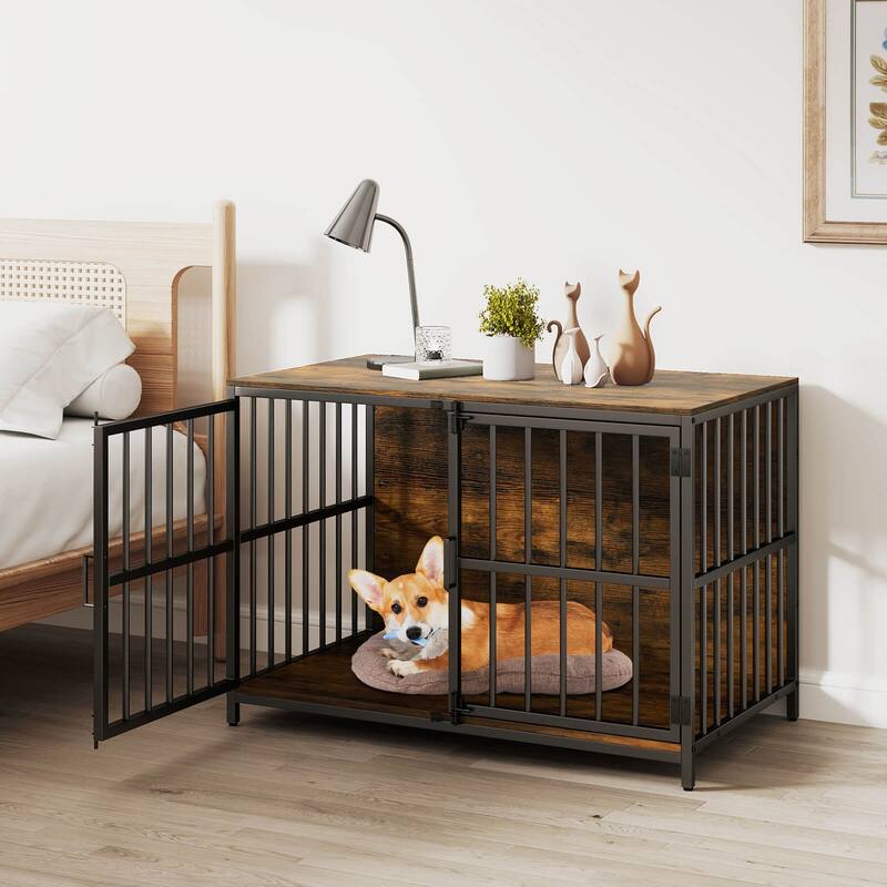 Costway 40” Heavy-duty Dog Crate Furniture with 2 Lockable Doors for - See Details