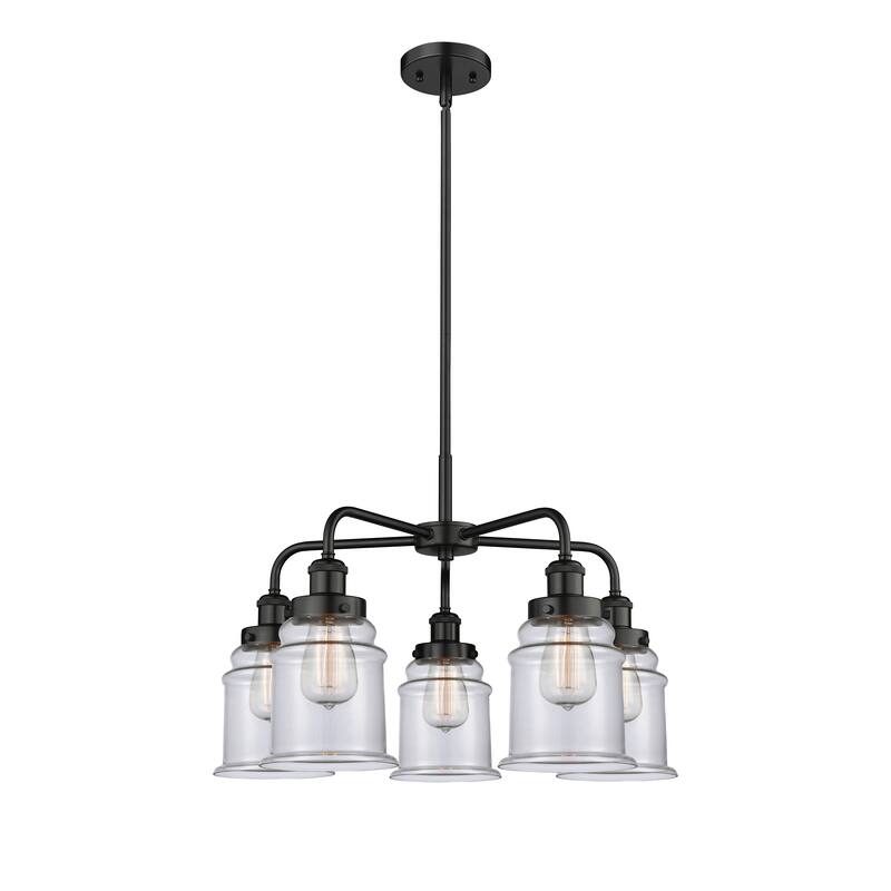 Innovations Lighting Canton - 5 Light 24" Stem Hung Chandelier - Clear/Matte Black