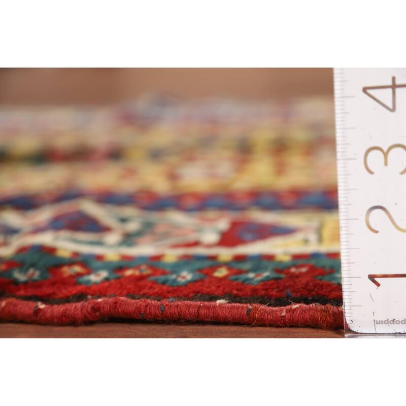 Pre-1900 Antique Kazak Vegetable Dye Rug Hand-Knotted Wool Carpet - 3'7" x 5'2"