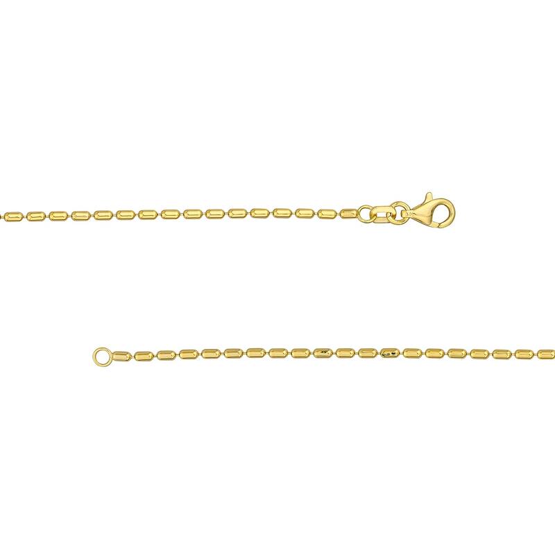 Curata 14k Yellow Gold 1.5mm Long Bead Chain Necklace (Lobster)