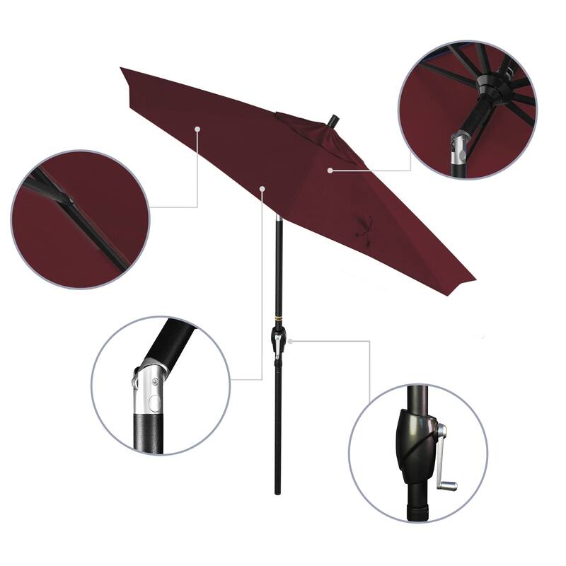 California Umbrella 7.5' Rd. Aluminum Patio Umbrella, Crank Lift with Push Button Tilt, Black Finish, Pacifica Fabric