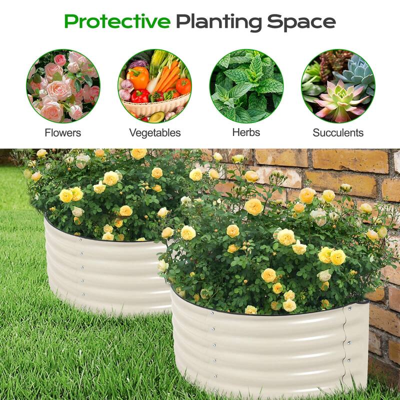 Aoodor 2 Pcs Metal Raised Garden Bed - 42''(L) x 24''(W) x 17''(H) Garden Planter Box for Vegetables, Flowers, and Herbs