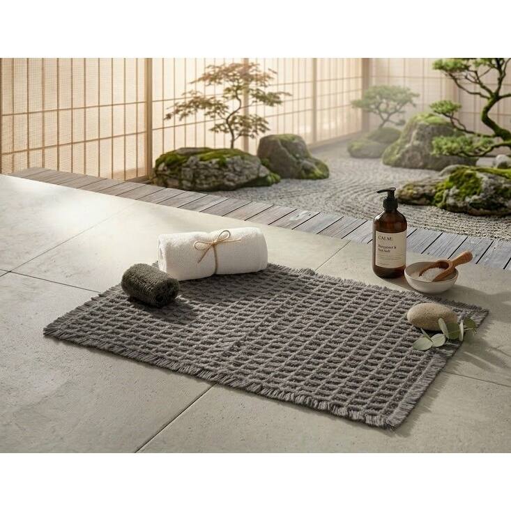 Belgian Waffle Recycled Polyester Eco-Friendly Bath Rug - 17x24 - Grey