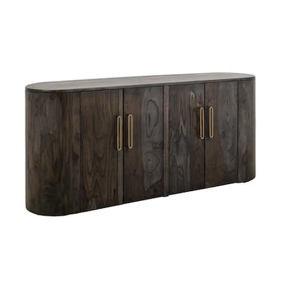Eray Sideboard Buffet Cabinet Console, 4 Door Bronze, Black Mango Wood