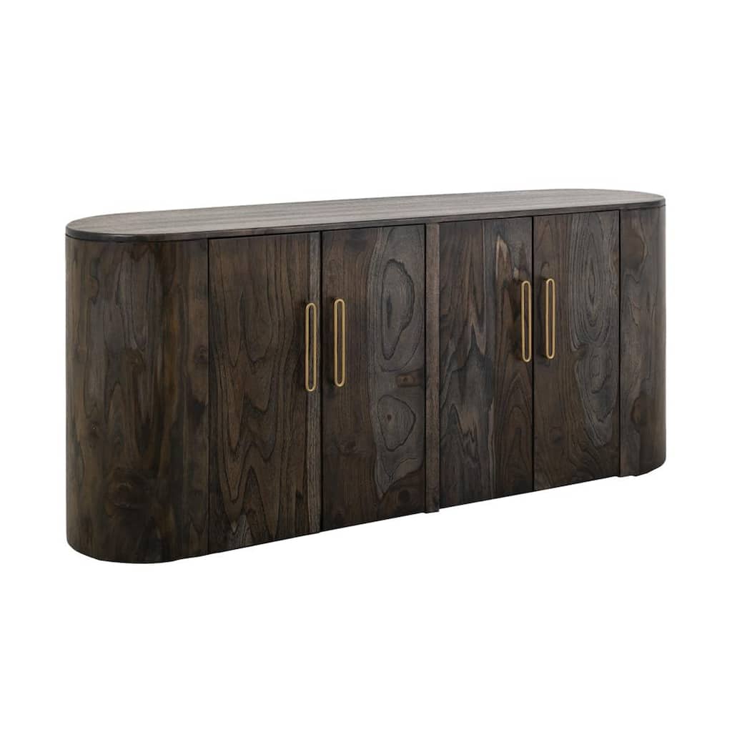 Eray Sideboard Buffet Cabinet Console, 4 Door Bronze, Black Mango Wood