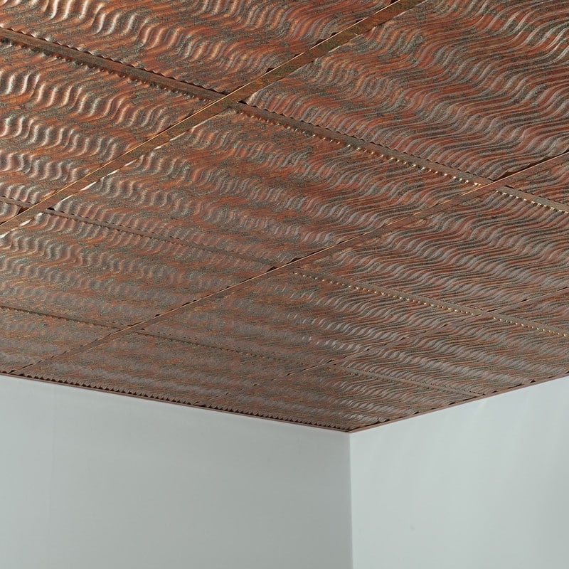 FASÄDE Current Decorative Vinyl 2ft x 2ft Lay in Ceiling Panel in Copper Fantasy (5 Pack)