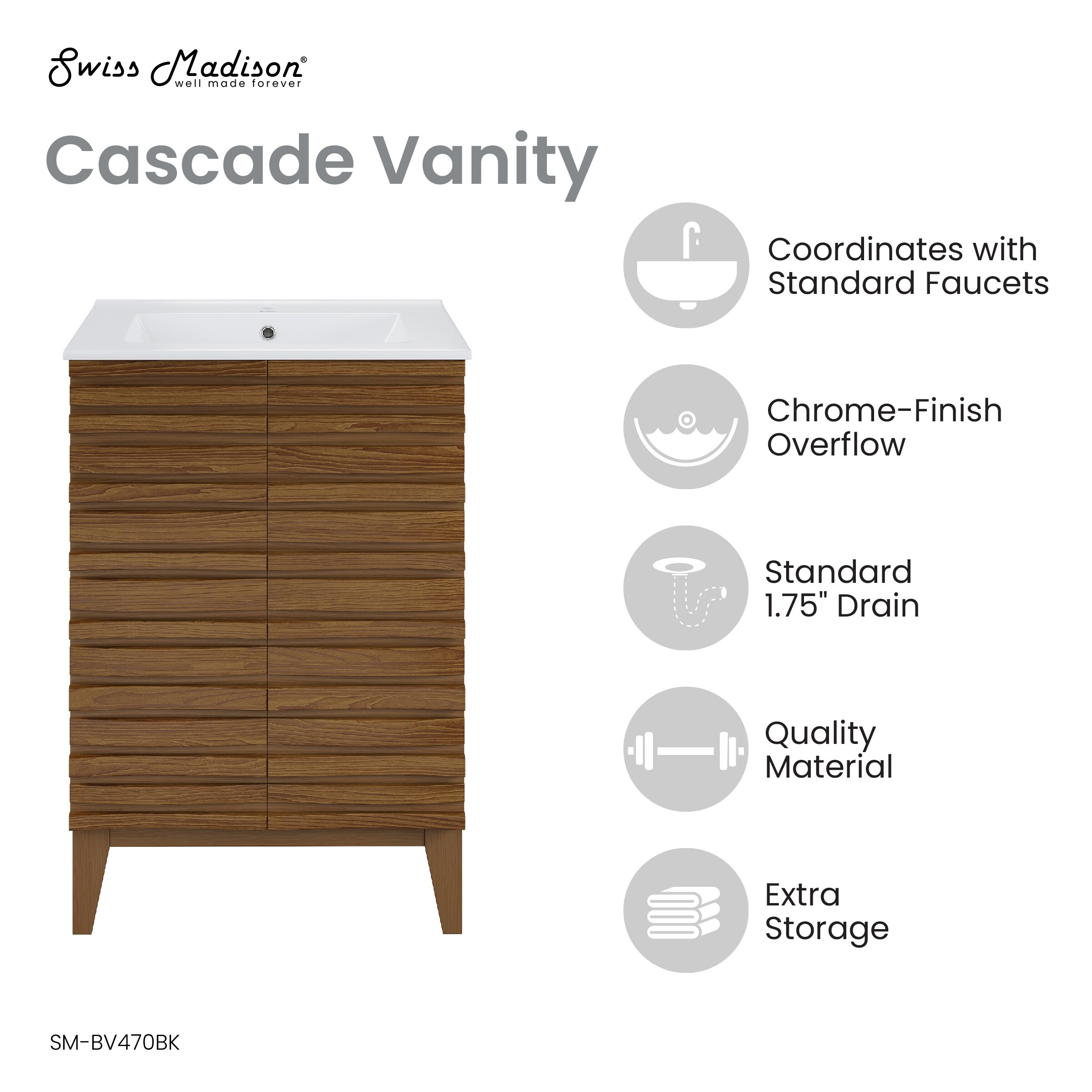 Cascade 24 '' Bathroom Vanity In Brown Oak - On Sale - Overstock