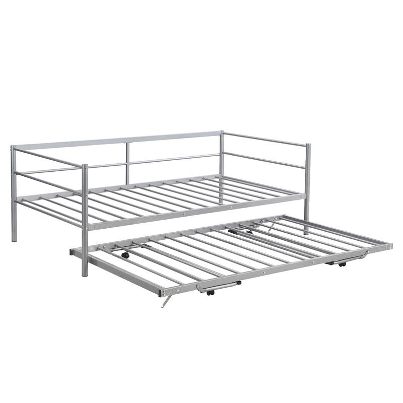 Twin Size Metal Platform Daybed with Adjustable Trundle, Pop-Up Design for Versatile Use, Sofa Bed for Bedroom, Guest Room