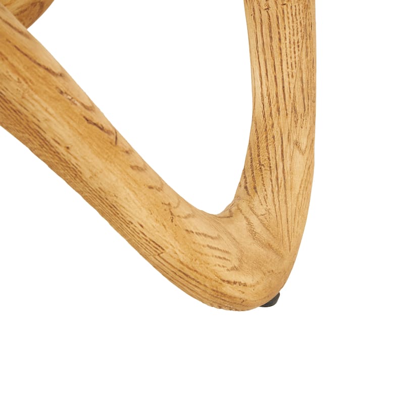 Polystone Abstract Wood Grain Inspired Wavy Accent Table with Glass Tabletop - Light Brown or Beige - Roche River Decor