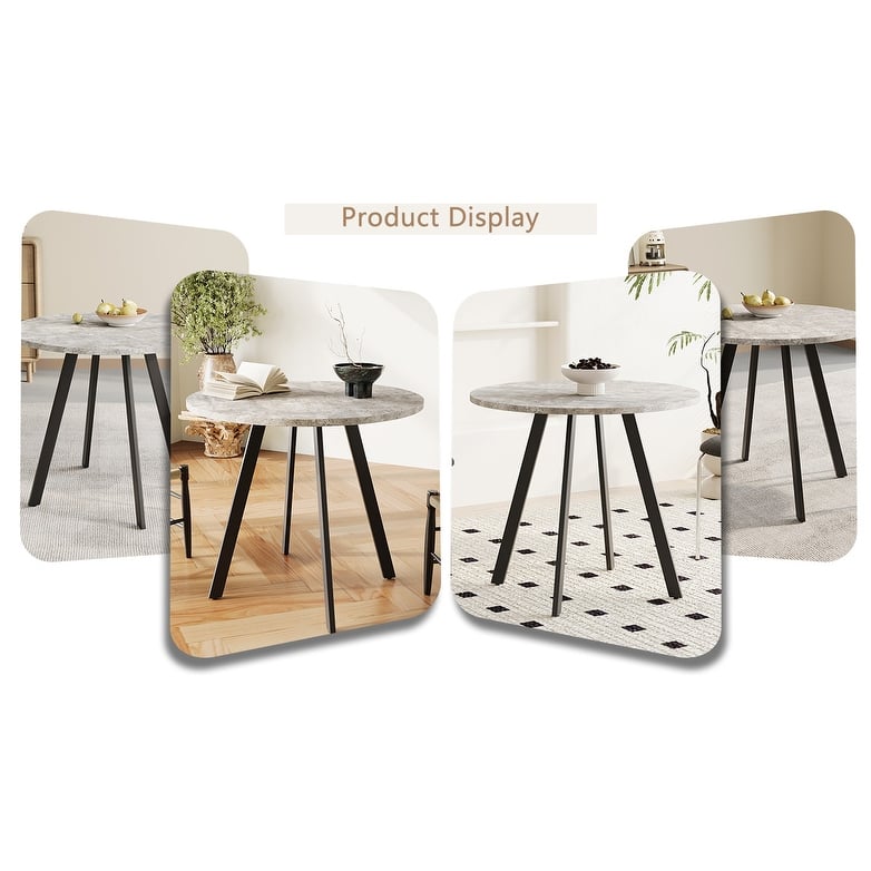 Minimalist circular dining table,gray cement texture,medieval modern small circular dining table 31.5 inches,casual coffee table