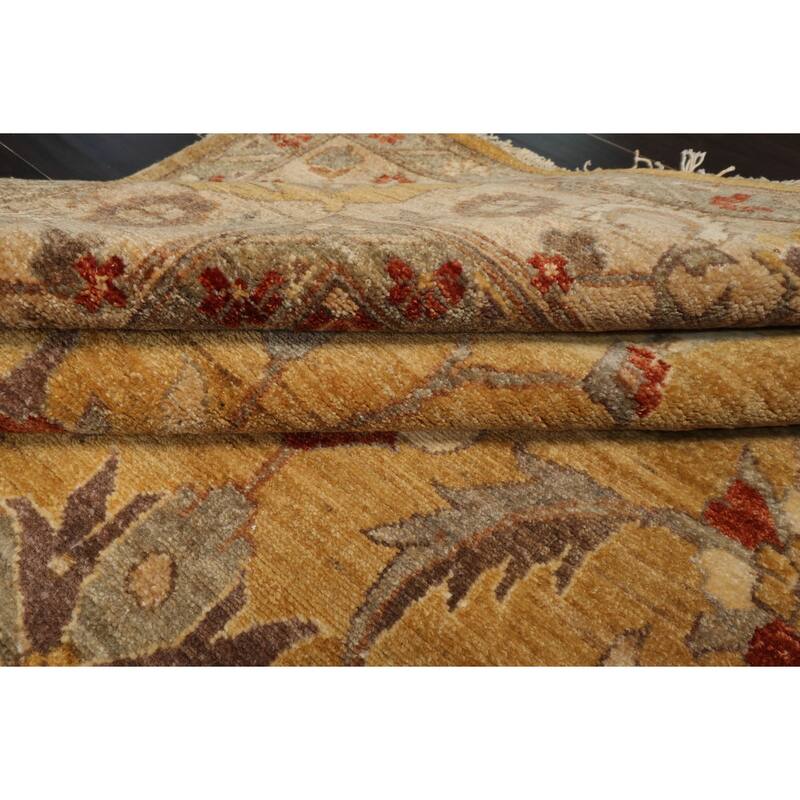 6x17'3'' Hand Knotted Wool Medallion Gold Peshawar Traditional Rug - 6' x 17' 3''