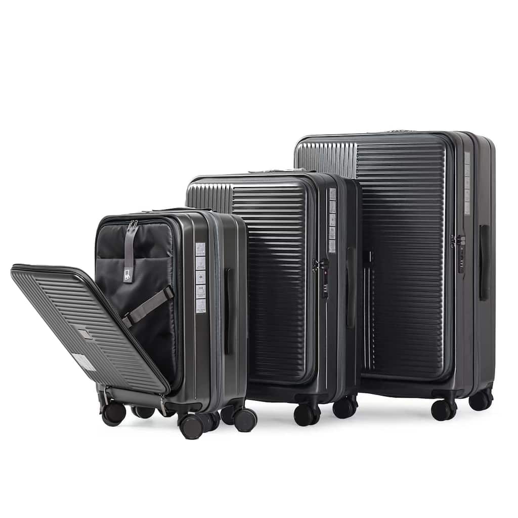 3 Piece High Quality Front Opening Luggage Sets, ABS+PC Hardshell Suitcase with TSA Lock and Telescopic Handle, for Travel