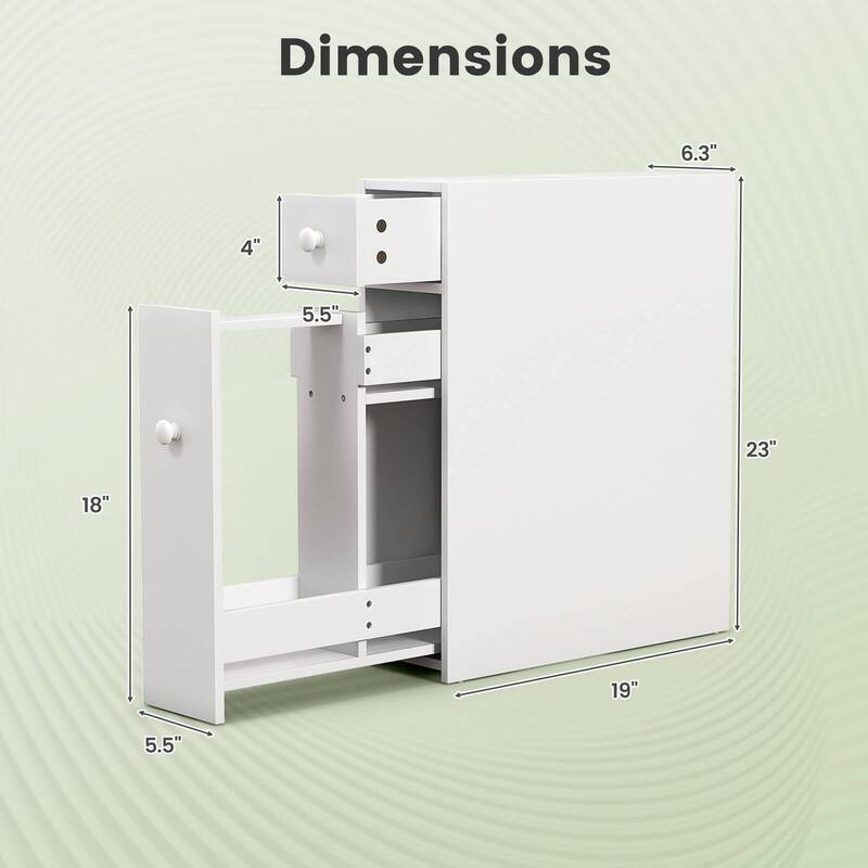 Costway Bathroom Floor Cabinet Toilet Narrow Storage Organizer with