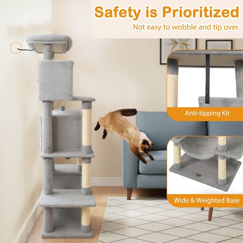 Costway 70” Large Cat Tree for Indoor Cats with Plush Top Perch, Dual - See Details