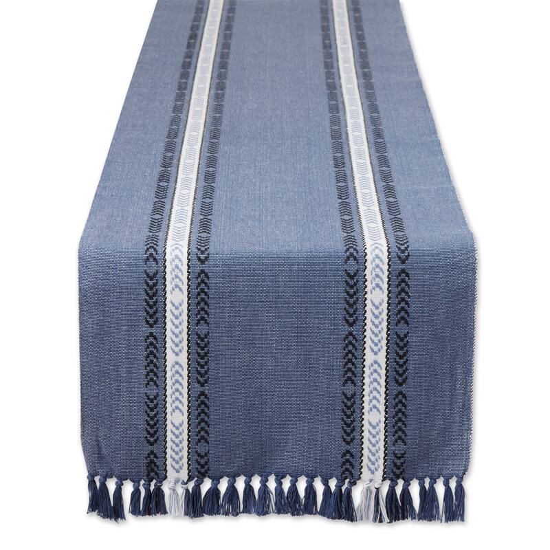 DII Dobby Striped Fringe Ribbed Table Runner - 14x72" - French Blue