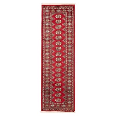 ECARPETGALLERY Hand-knotted Peshawar Bokhara Red Wool Rug - 2'6 x 6'6
