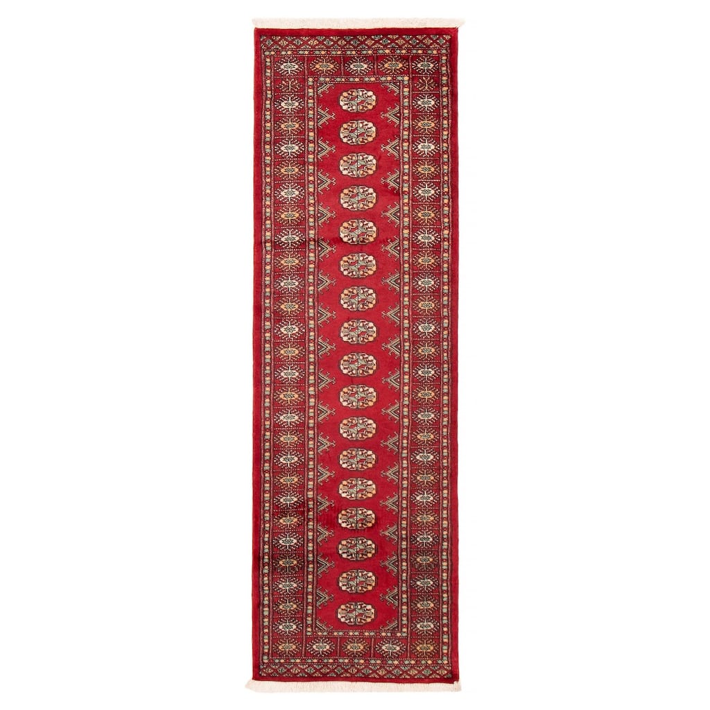 ECARPETGALLERY Hand-knotted Peshawar Bokhara Red Wool Rug - 2'6 x 6'6