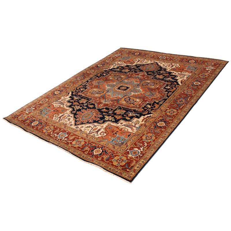 ECARPETGALLERY Hand-knotted Jules Sultane Dark Navy Wool Rug - 8'7 x 11'6