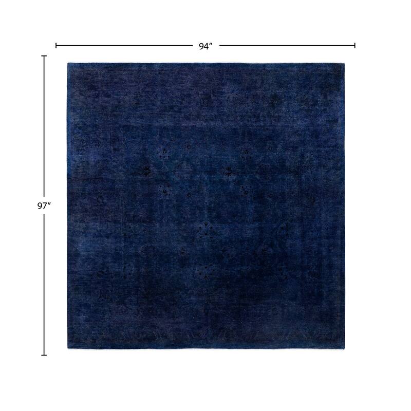 Overdyed One-of-a-Kind Hand-Knotted Square Area Rug - Blue - 7' 10" x 8' 1"
