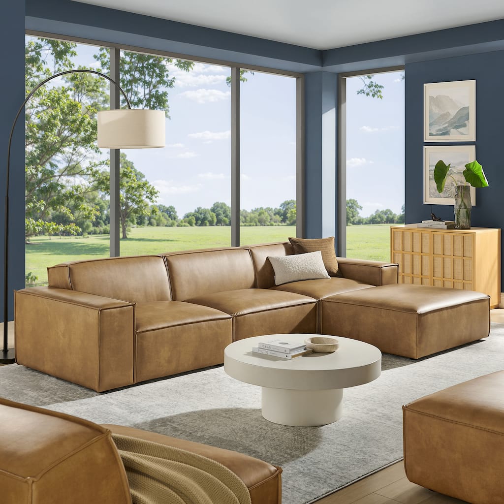 Restore 4-Piece Vegan Leather Modular Sofa Set with Ottoman