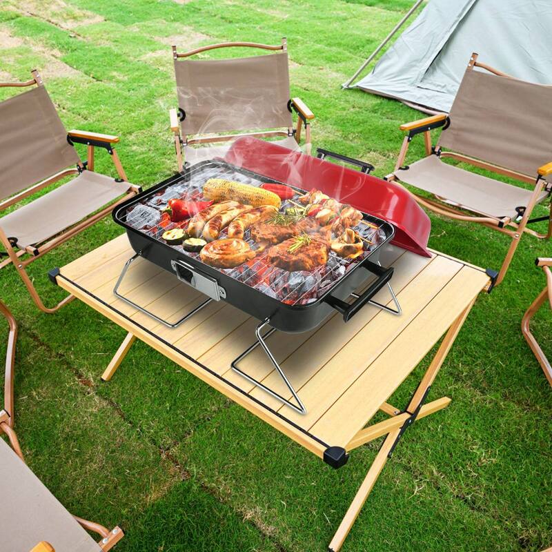 Portable Charcoal Grill Tabletop Foldable BBQ for Camping - 19.7 x 10.63 x 11.8in - Assembly Required