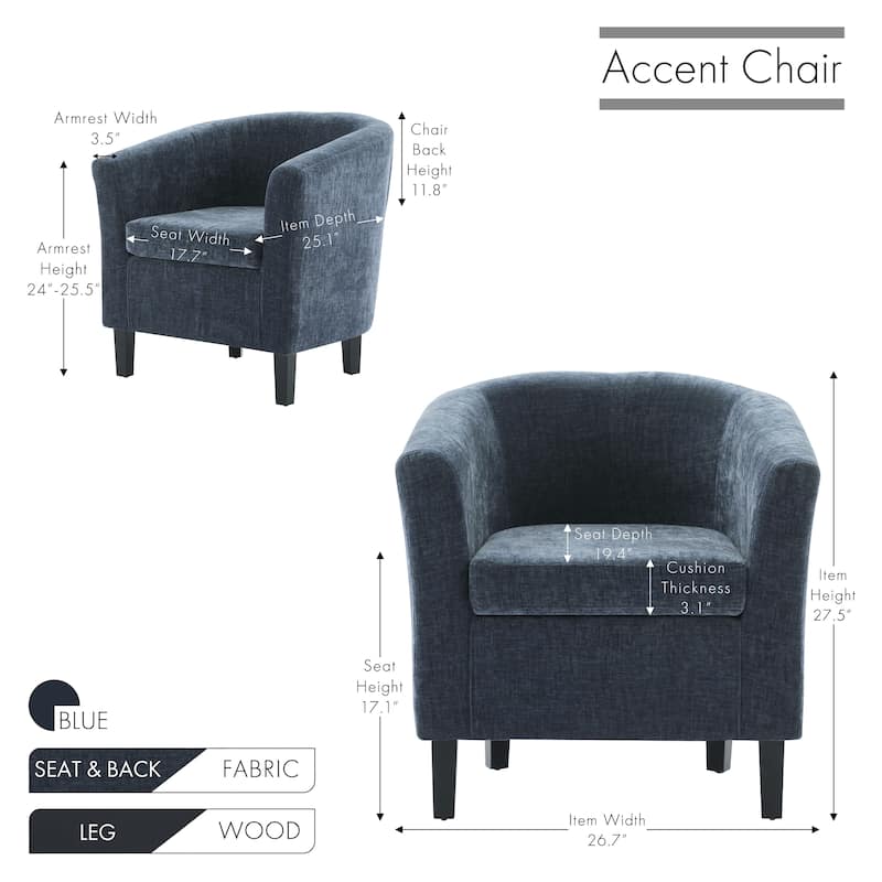 Porthos Home Svala Fabric Accent Chair with Wooden Legs