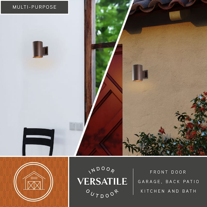 Chiasso Aluminum 1 Light Bronze Dark Sky Cylinder Outdoor Wall Lantern - 5-in W x 7.25-in H x 8-in D