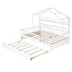 preview thumbnail 14 of 33, Wood Slat Support Roof House Bed Frame with Pull-out Trundle Bed, Side 2 Shelves Storage Platform Bed, Kids Panel Bed