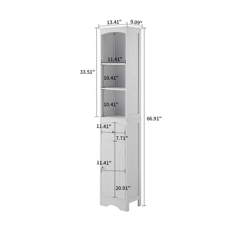 Freestanding Tall Bathroom Storage Cabinet with Anti-Tipping Device