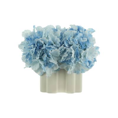 Hydrangeas Arranged in a Rectangular Ceramic Vase