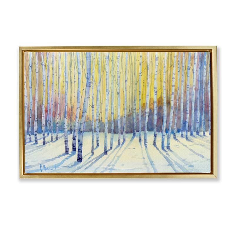 Stupell Sunlit Winter Birch Trees Framed Floater Canvas Wall Art Design By Paul Brent - 31 x 21 - Gold