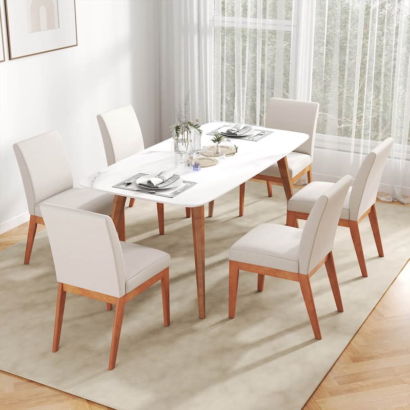 Costway Modern Kitchen Chair Set of 2/4 Dining Chair with Rubber Wood