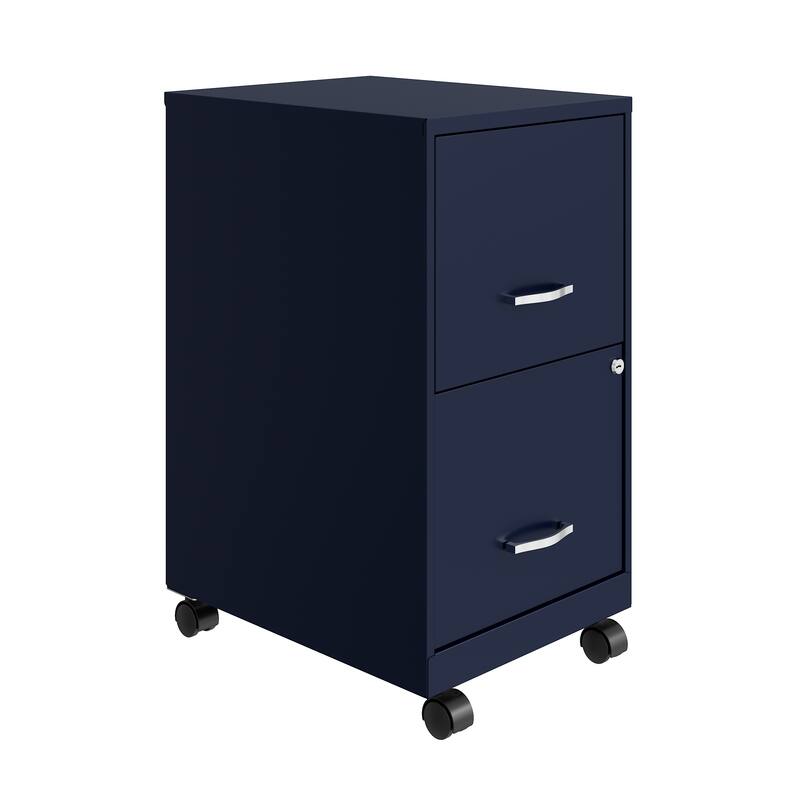 Space Solutions 18" 2 Drawer Mobile Smart Vertical File Cabinet, Navy