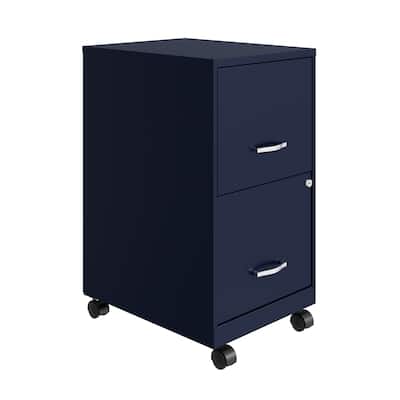 Space Solutions 18" 2 Drawer Mobile Smart Vertical File Cabinet, Navy
