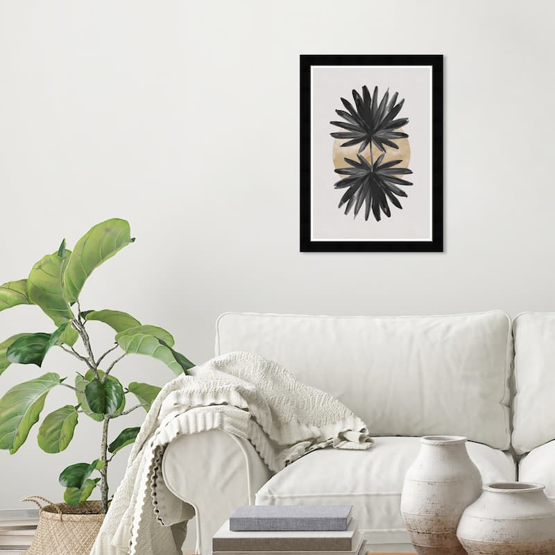 Wynwood Studio Prints Floral and Botanical Palm Leaf Shade II Black and Modern & Contemporary Wall Art Canvas Print - Black