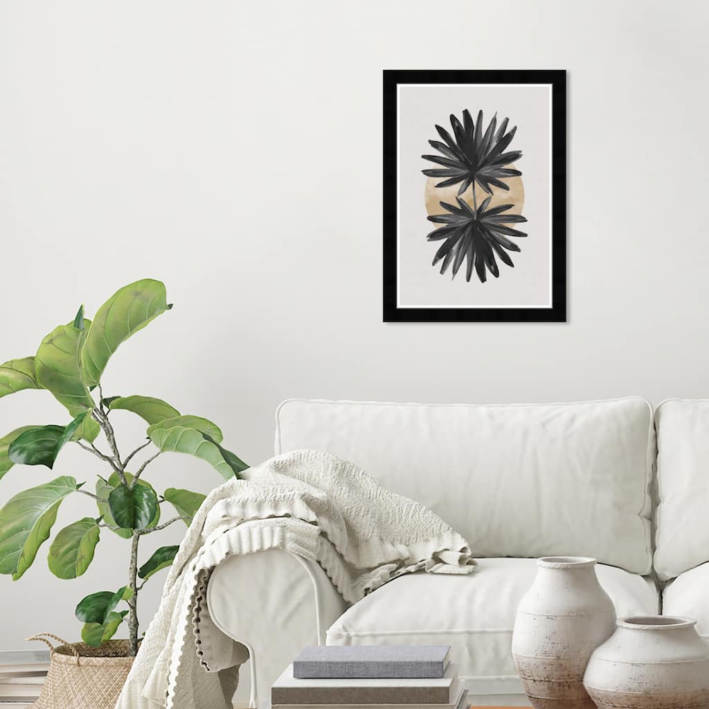 Wynwood Studio Prints Floral and Botanical Palm Leaf Shade II Black and Modern & Contemporary Wall Art Canvas Print