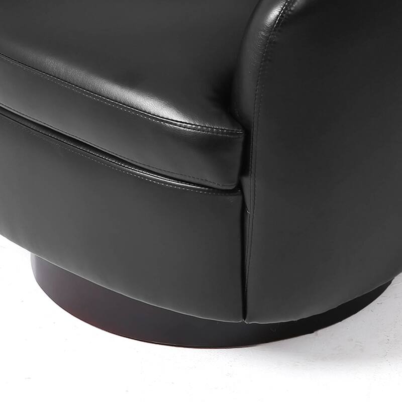 UIXE 2 Set Modern PU Leather Swivel Barrel Chairs Rounded Accent Chair