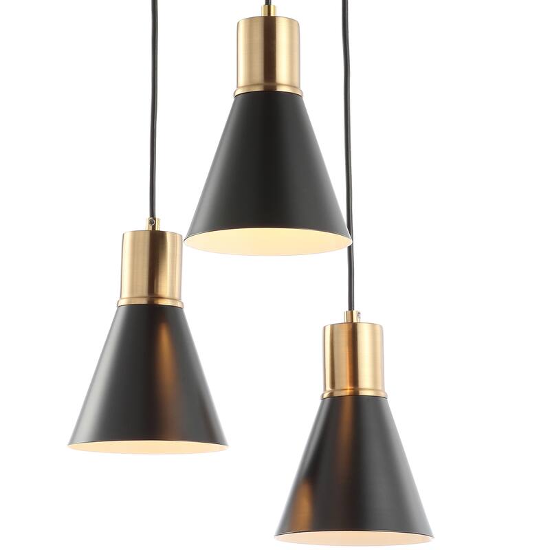 Eldora 15" 3-Light Metal Cluster LED Pendant, Black/Brass Gold by JONATHAN Y