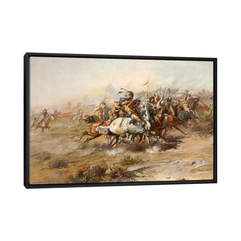 iCanvas "Custer Fight" by Charles Marion Russell Framed Canvas Print