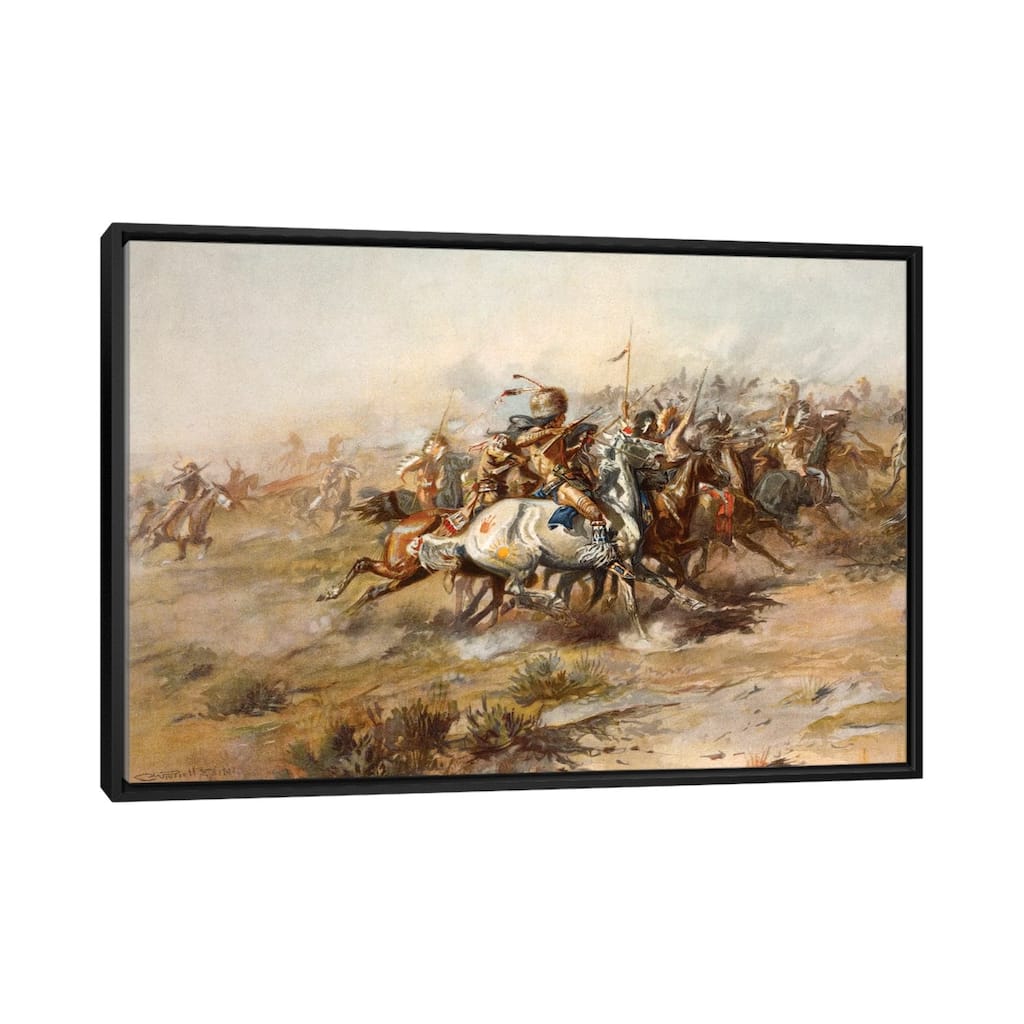 iCanvas "Custer Fight" by Charles Marion Russell Framed Canvas Print