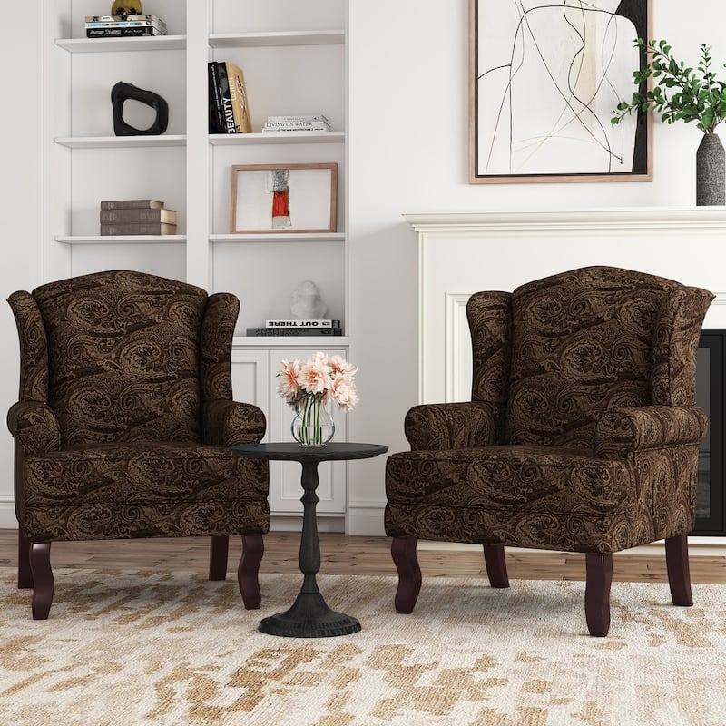 Elegant Living Room Wing Back Arm Chair Upholstered Accent Chair